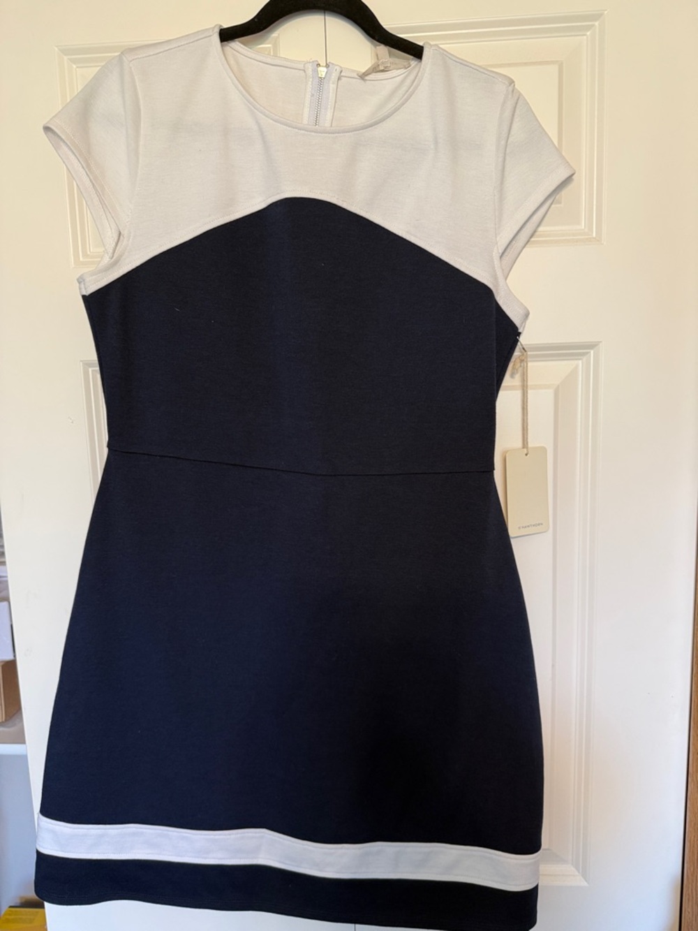 41 Hawthorn A Line Dress Womens L Cap Sleeve Colorblock Career Cotton Blend NWT